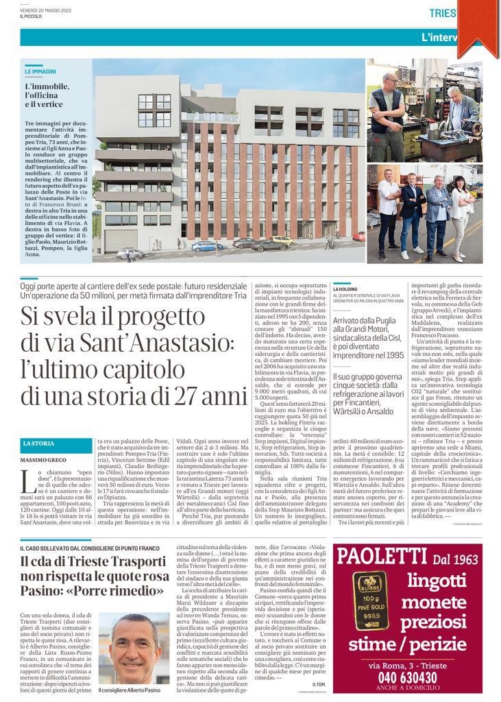 Il Gruppo Fintria ha effettuato un importante intervento di riqualificazione di quello che fu l’ex Palazzo della Direzione di Poste Italiane a Trieste. Questa attività è stata messa in evidenza da diversi media.